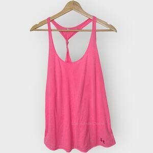 Under Arrmour Tank Top I Fits S/M Pink Leopard Print Twisted Tie Racerback Gym